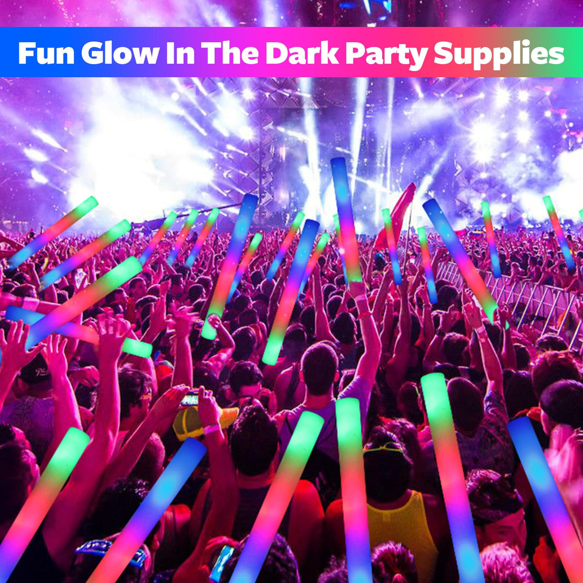 wellent 58 PCS LED Foam Glow Sticks Bulk Glow in the Dark - wellent Official Imagery - 3