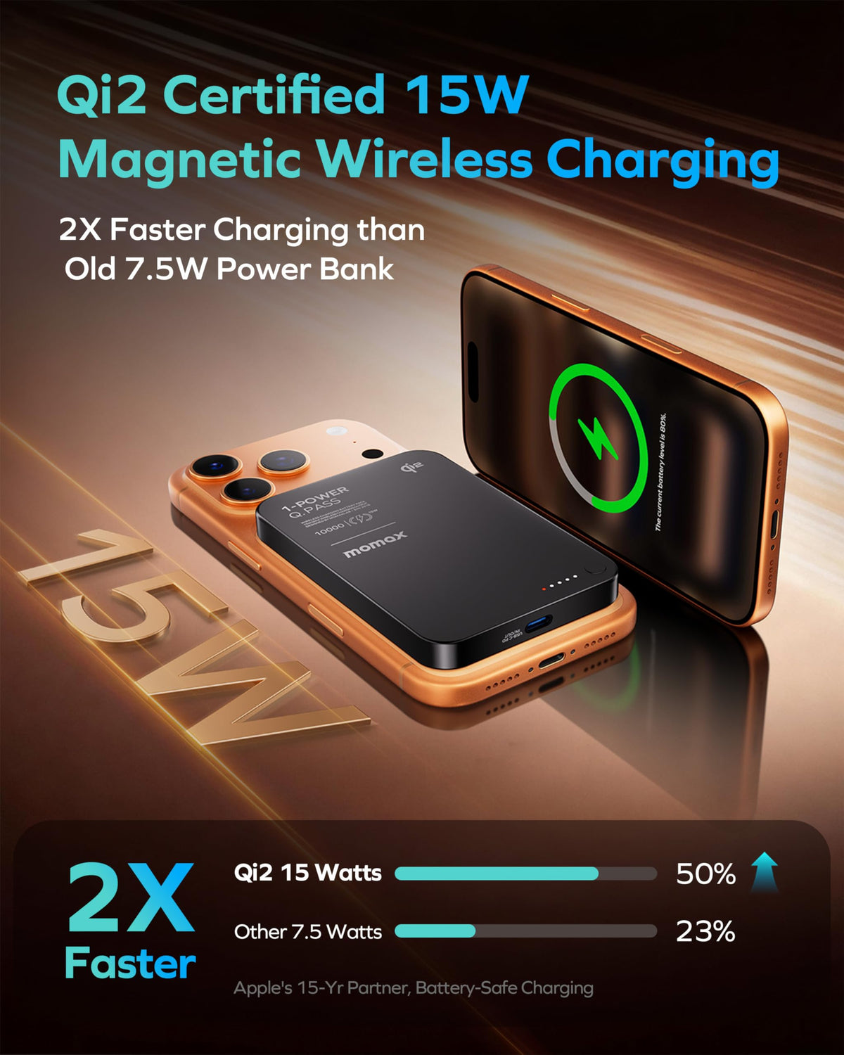 MOMAX Qi2 Magnetic Power Bank 10000mAh Everyday Portable - MOMAX Official Imagery - 3