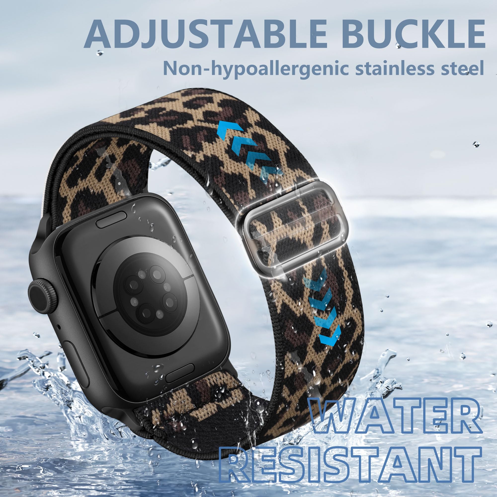 Ynitec Leopard Stretchy Band for Apple Watch 40mm 38mm 41mm 42mm, Spor - View 7