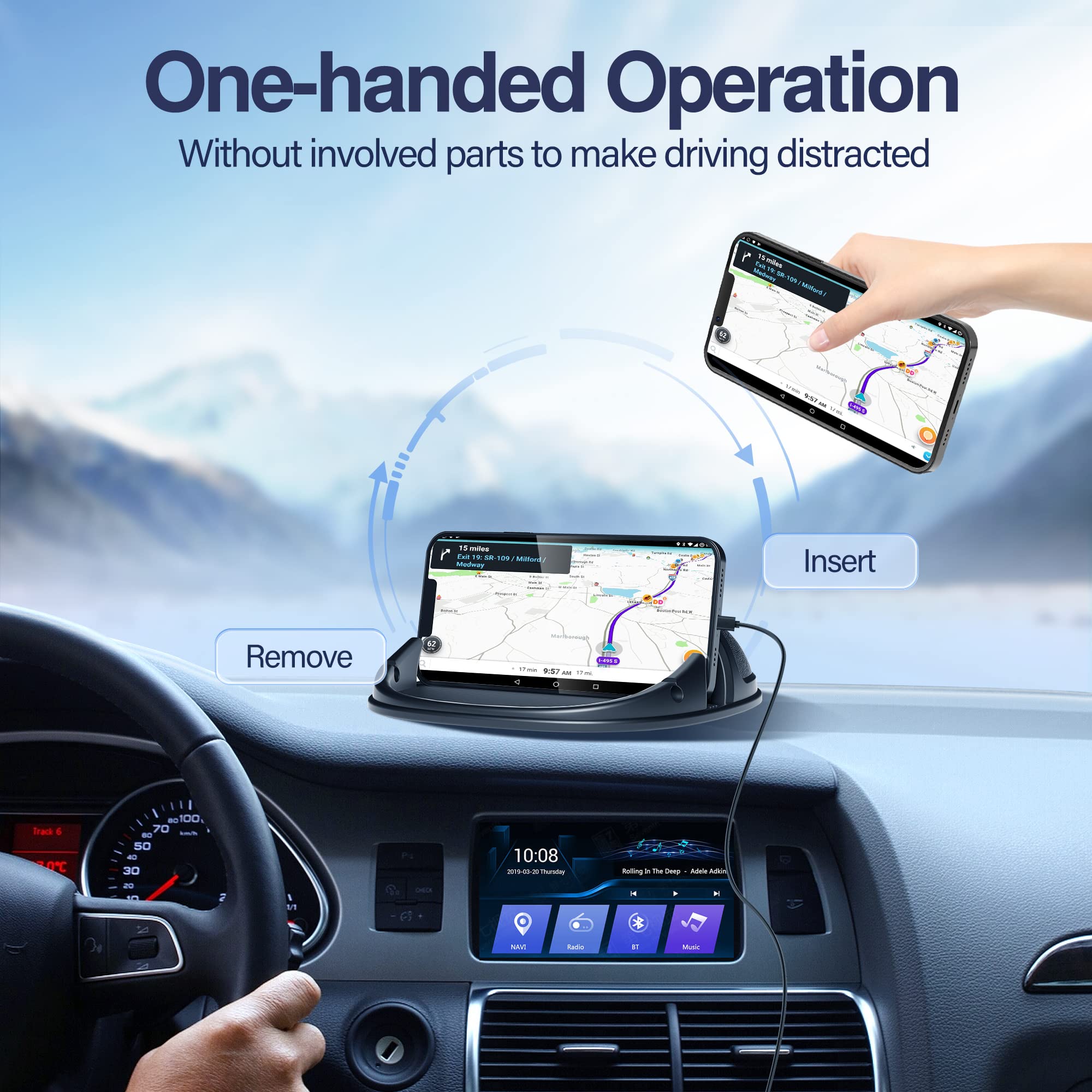 Loncaster Car Phone Holder, Car Phone Mount Silicone Car Pad Mat by Loncaster - Angle View 3