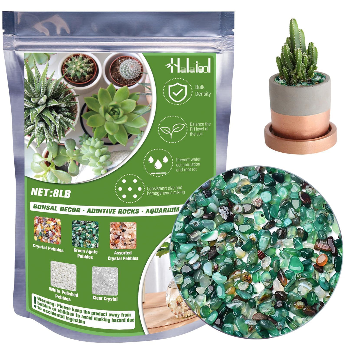 8LB Green Aquarium Gravel 0 35 0 6 for Fish Tank and Plants - Halatool Official Imagery - 1