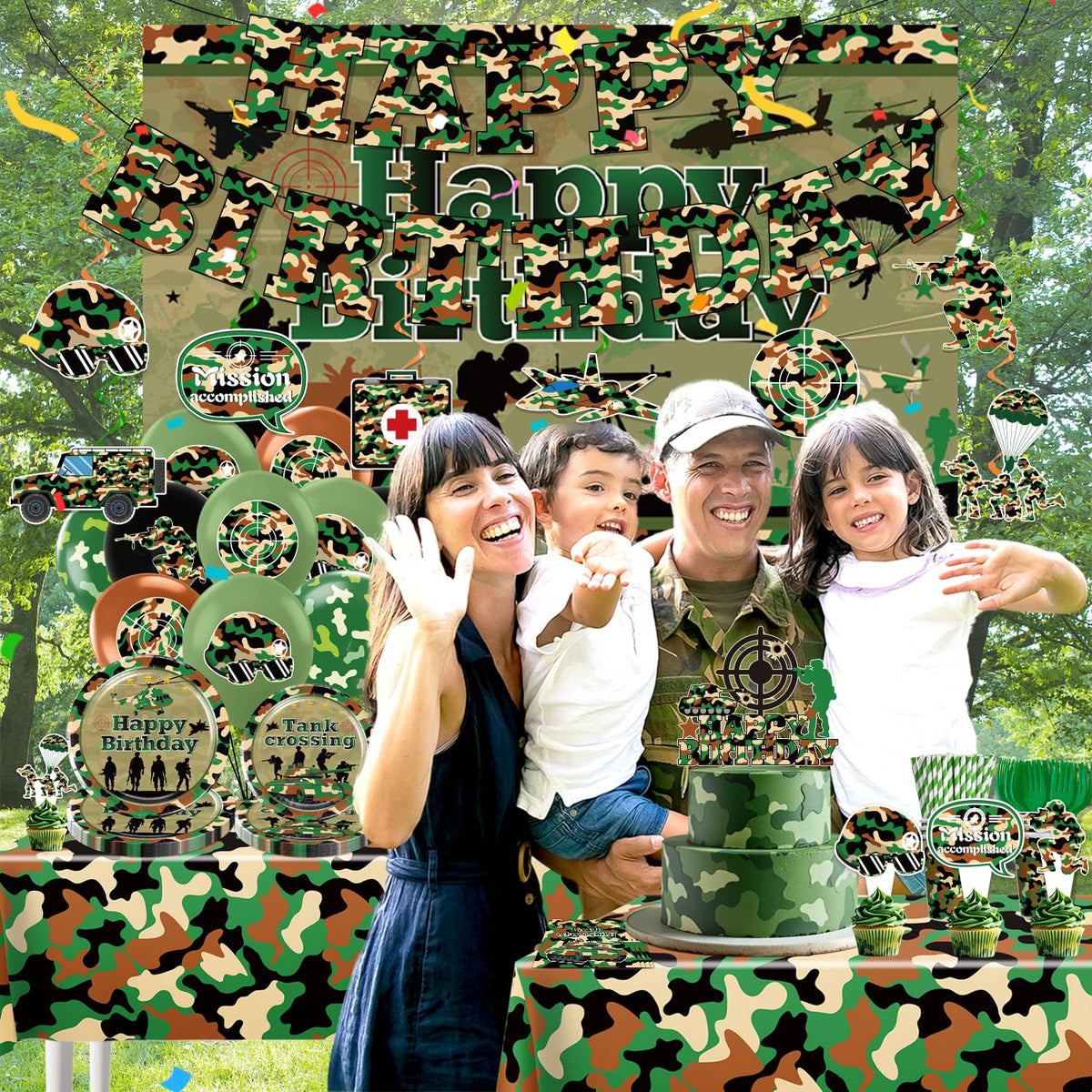198Pcs Yingoto Army Birthday Party Decorations Tableware Set - Yingoto Official Imagery - 3