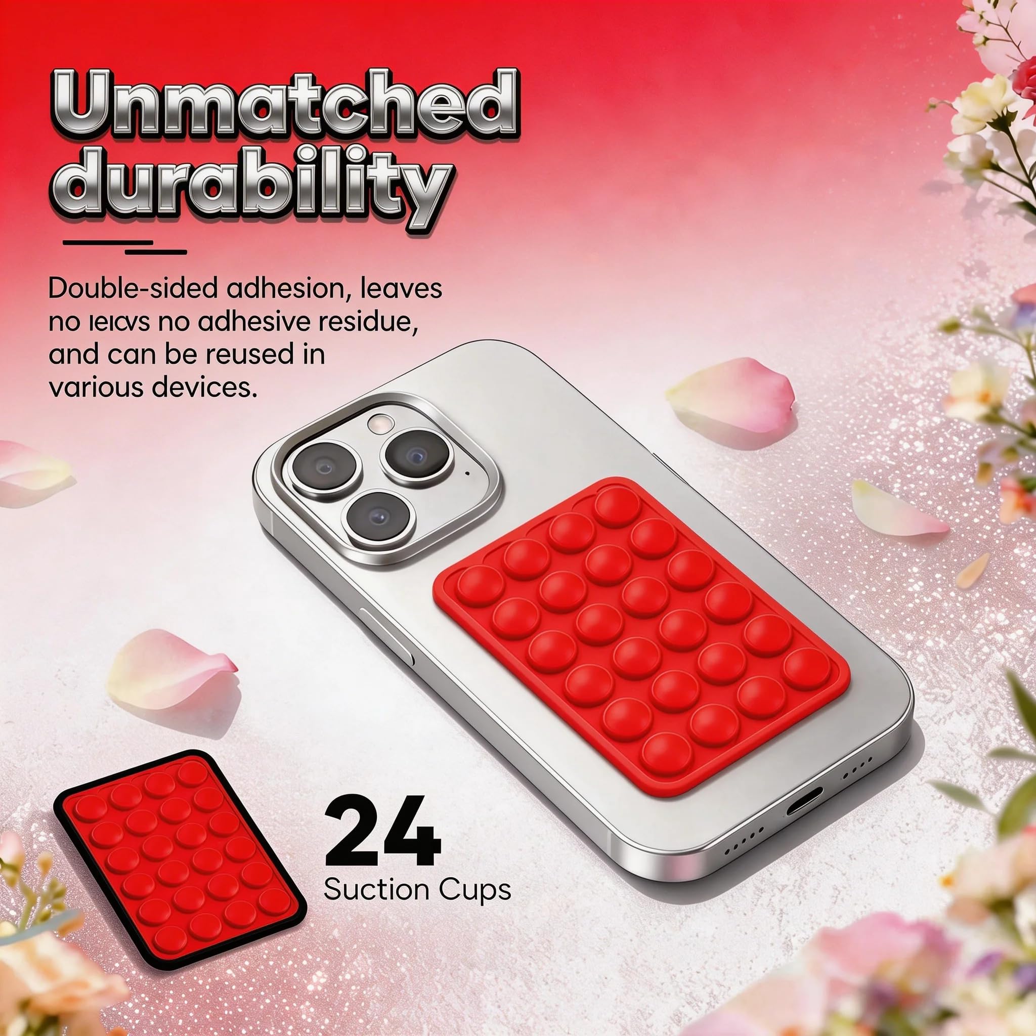 VEADOOLLY Red OCTO-Buddy Double Sided Silicone Suction Phone Case Moun - View 4