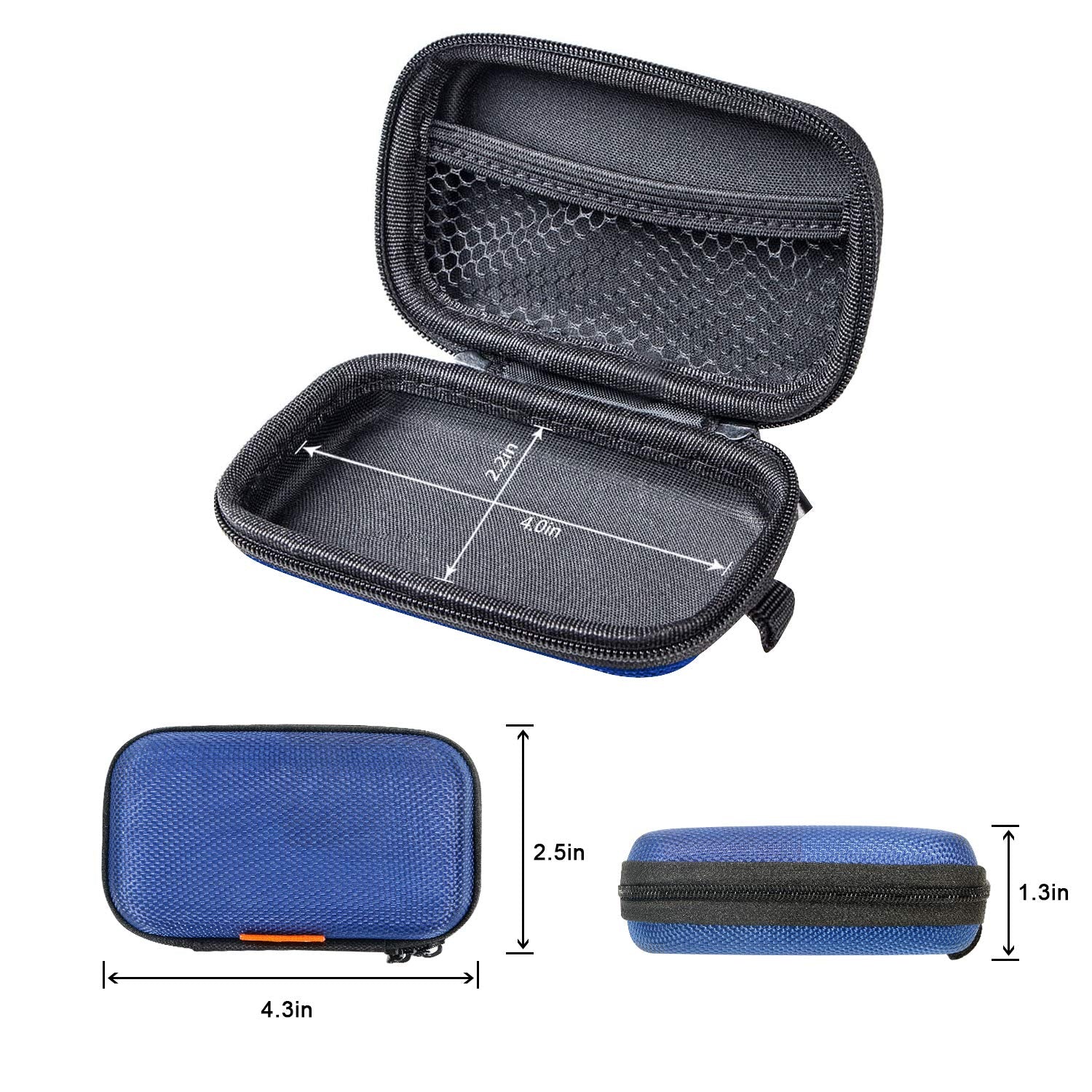 GLCON Blue Rectangle Small EVA Case, Lightweight Hard Shell Zipper Pouch - GLCON Official Product View 5