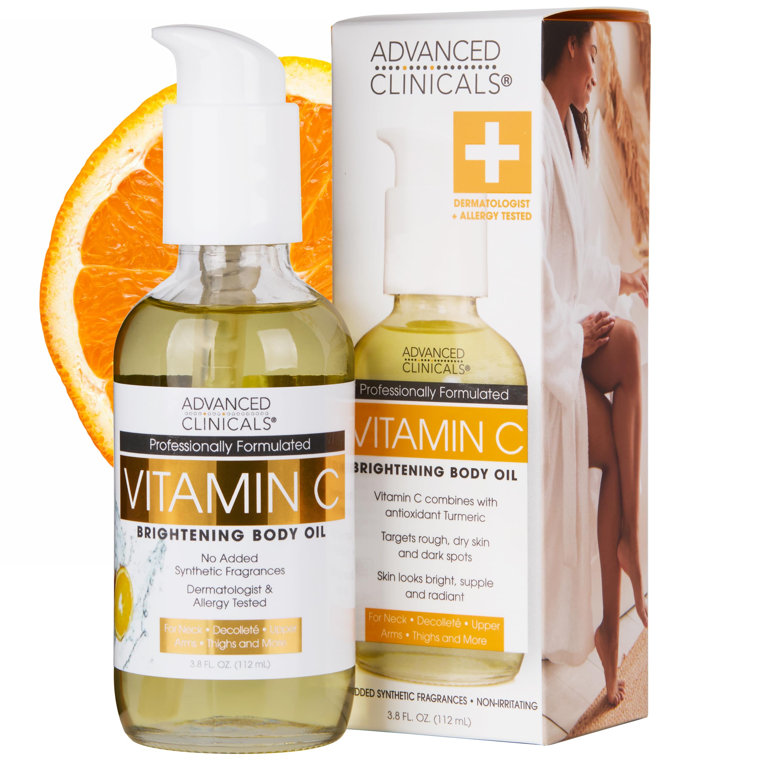 Advanced Clinicals Brightening Vitamin C Body Oil For Women & - Product Imagery
