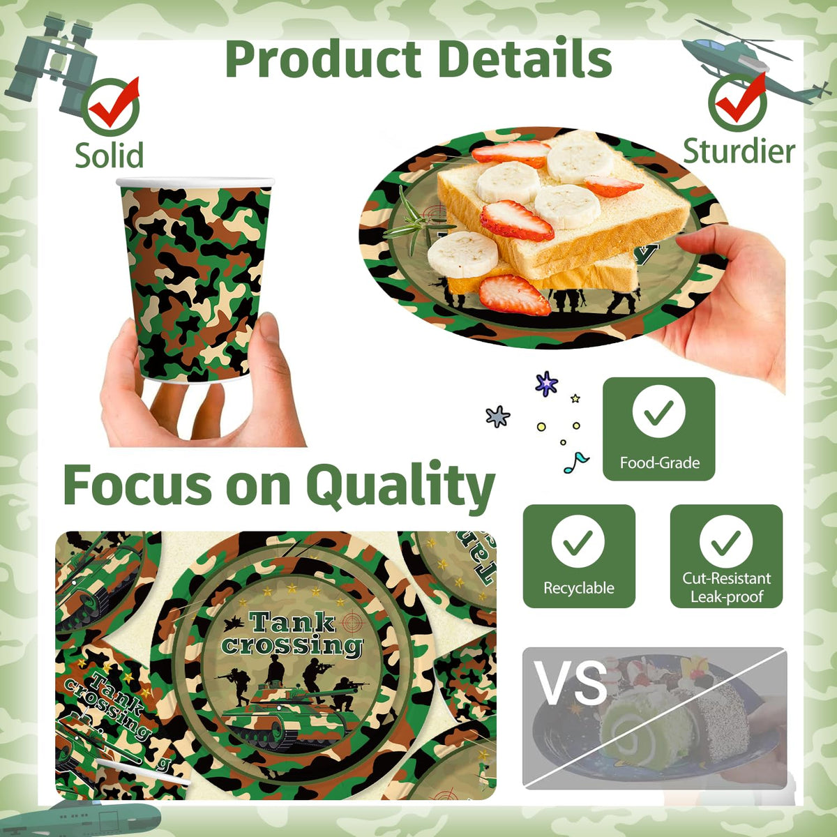 198Pcs Yingoto Army Birthday Party Decorations Tableware Set - Yingoto Official Imagery - 6