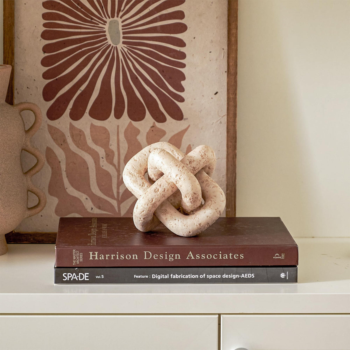 DN DECONATION 3 Link Knot Decor Beige Travertine Coffee - DN DECONATION Official Imagery - 8