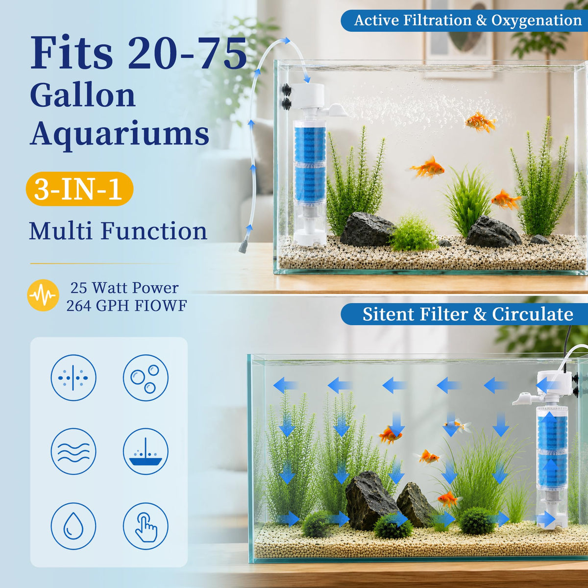 Aquarium Filter Multi Functional Water Circulation System - GLIDESMOOTH Official Imagery - 5