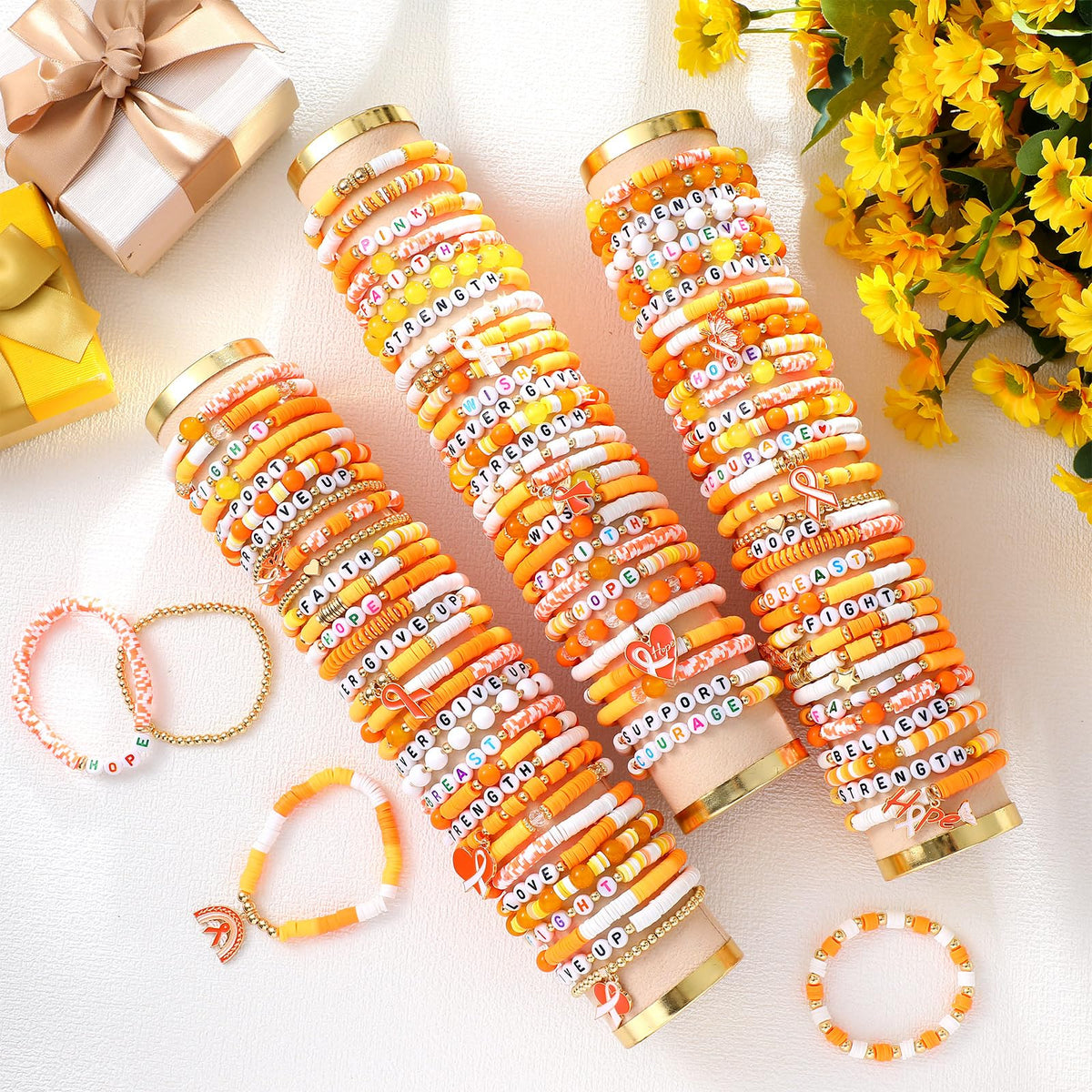 96 Pcs Breast Cancer Awareness Bracelets Pink Ribbon Gift - Ecation Official Imagery - 6