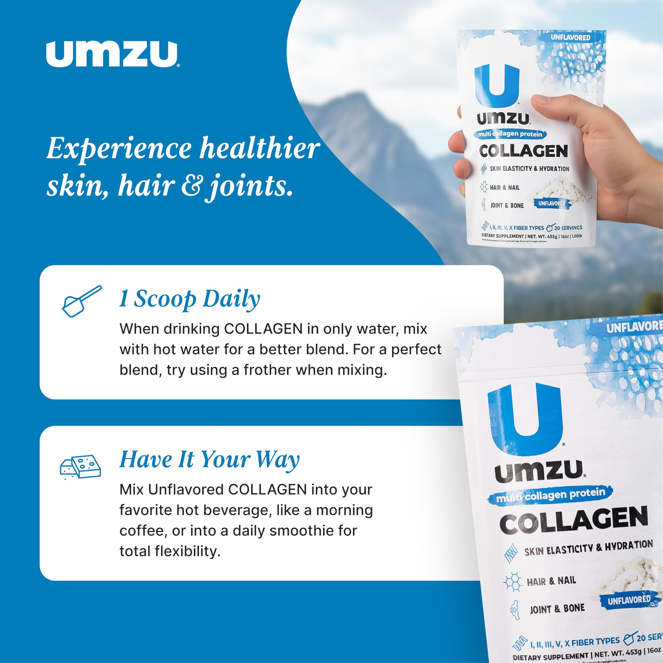 UMZU zuCollagen Collagen Peptides Powder Unflavored - UMZU Official Imagery - 4