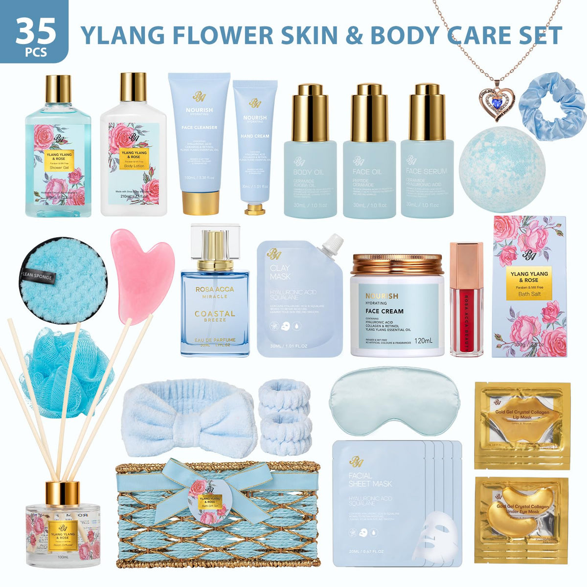 Gifts for Women 35 Pcs Bath Body Gift Basket Set Face Skin - RA ROSA ACCA Official Imagery - 3