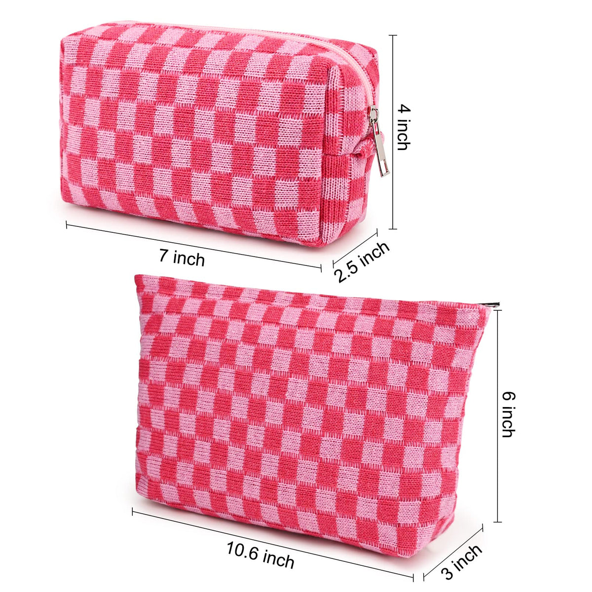 SOIDRAM 2 Pieces Makeup Bag Large Checkered Cosmetic Bag - SOIDRAM Official Product Imagery - 4