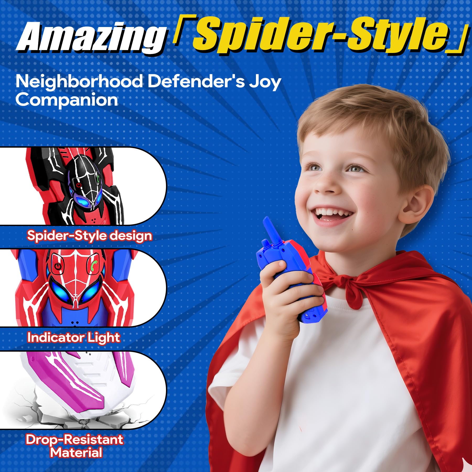 Vvinca Spider Walkie Talkies for Kids Toys Ages 3 4 5 6 7 8 9 10 Boys Girls 3 Pa - Vvinca Official Product View 2