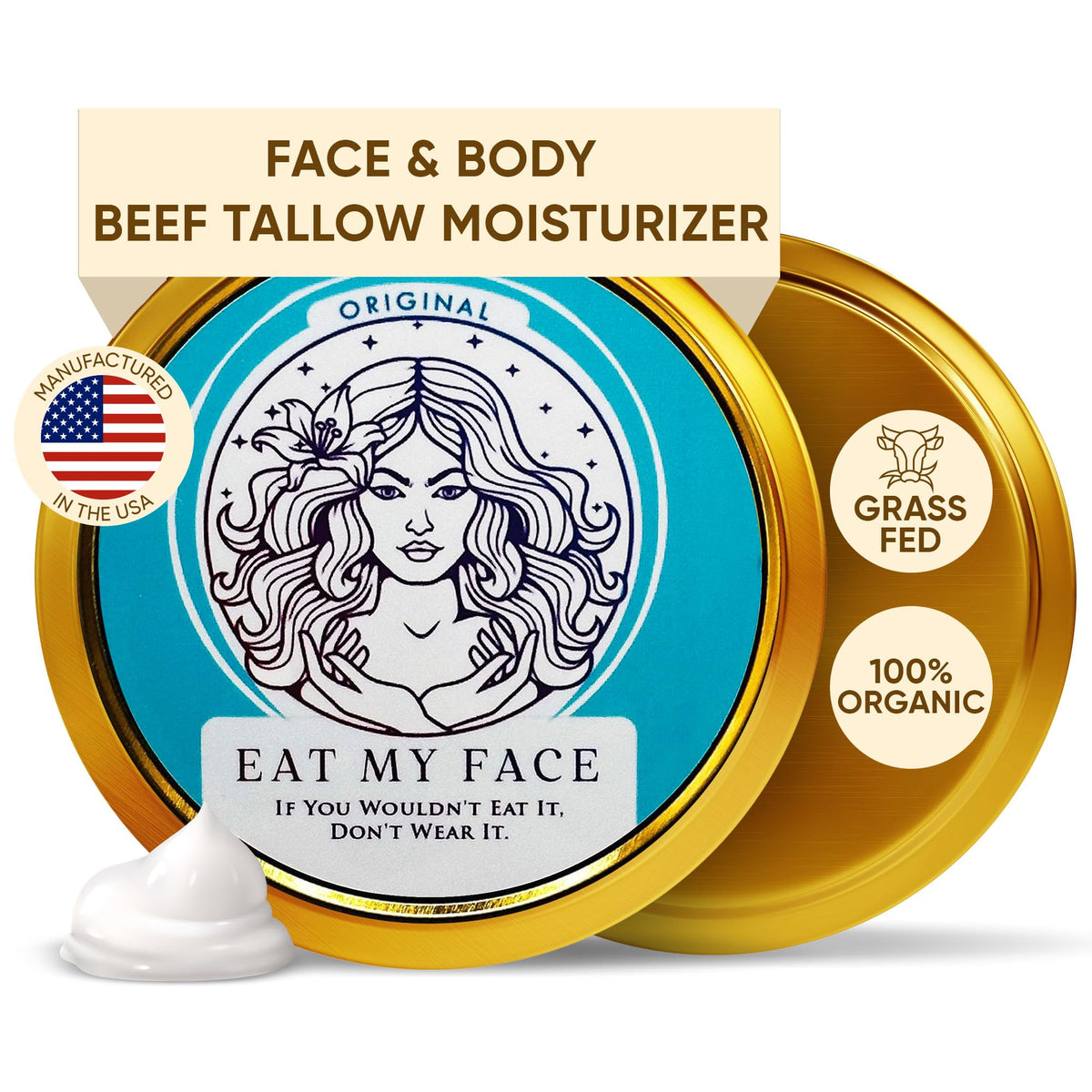 Grass Fed Beef Tallow Moisturizer Clean Skincare That - Eat My Face Official Imagery - 2