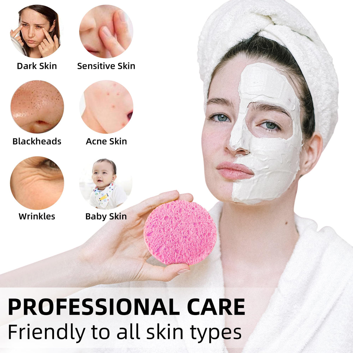 50 Count Compressed Facial sponges for Daily Facial Cleaning - kickleen Official Imagery - 4