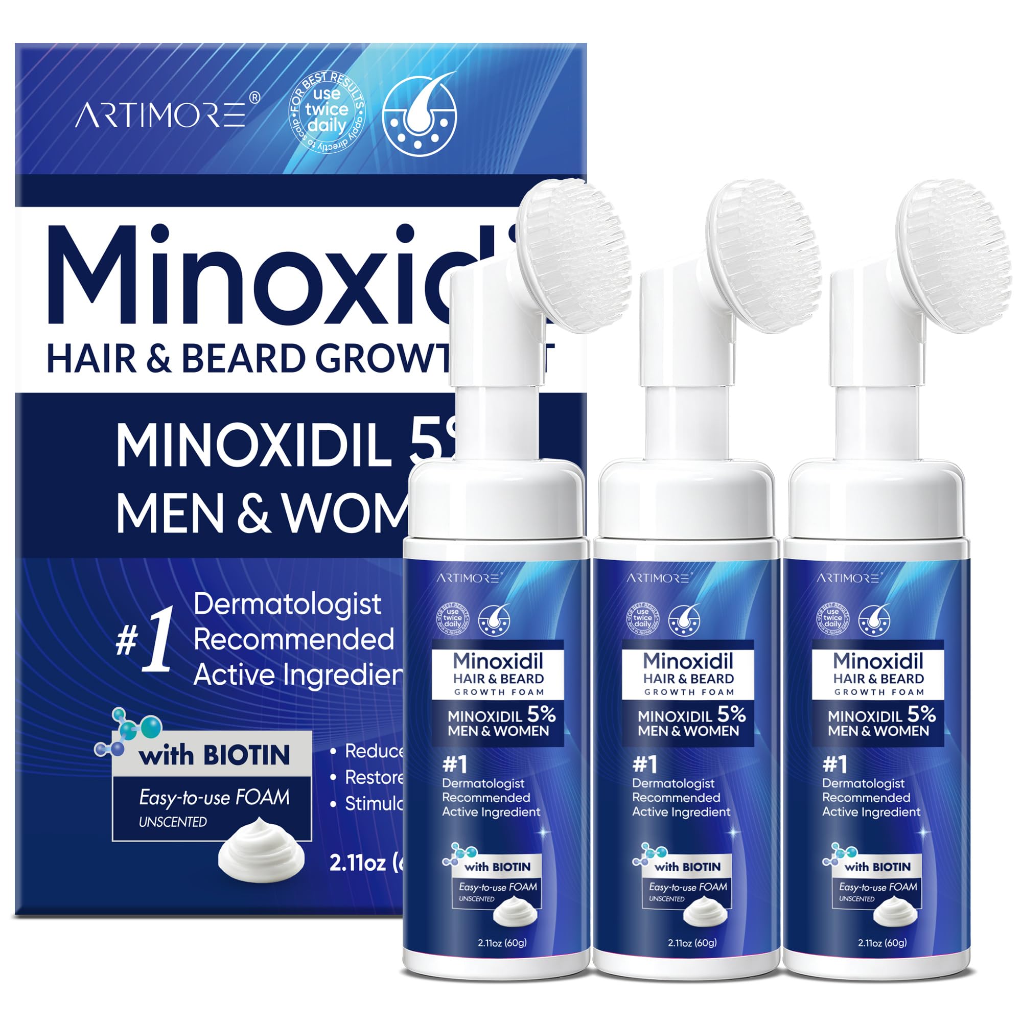 Artimore 5% Minoxidil Foam and Women, Minoxidil Foam for Hair and Beard, - Artimore Official Product View 2