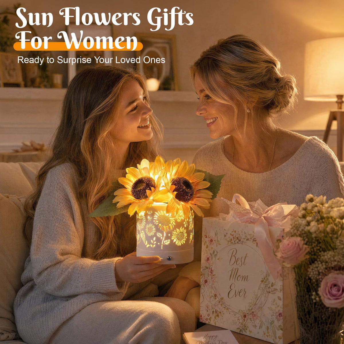 ACOCO Sunflower Lamp Rechargeable Cordless Touch Lamp with 3 - ACOCO Official Imagery - 7