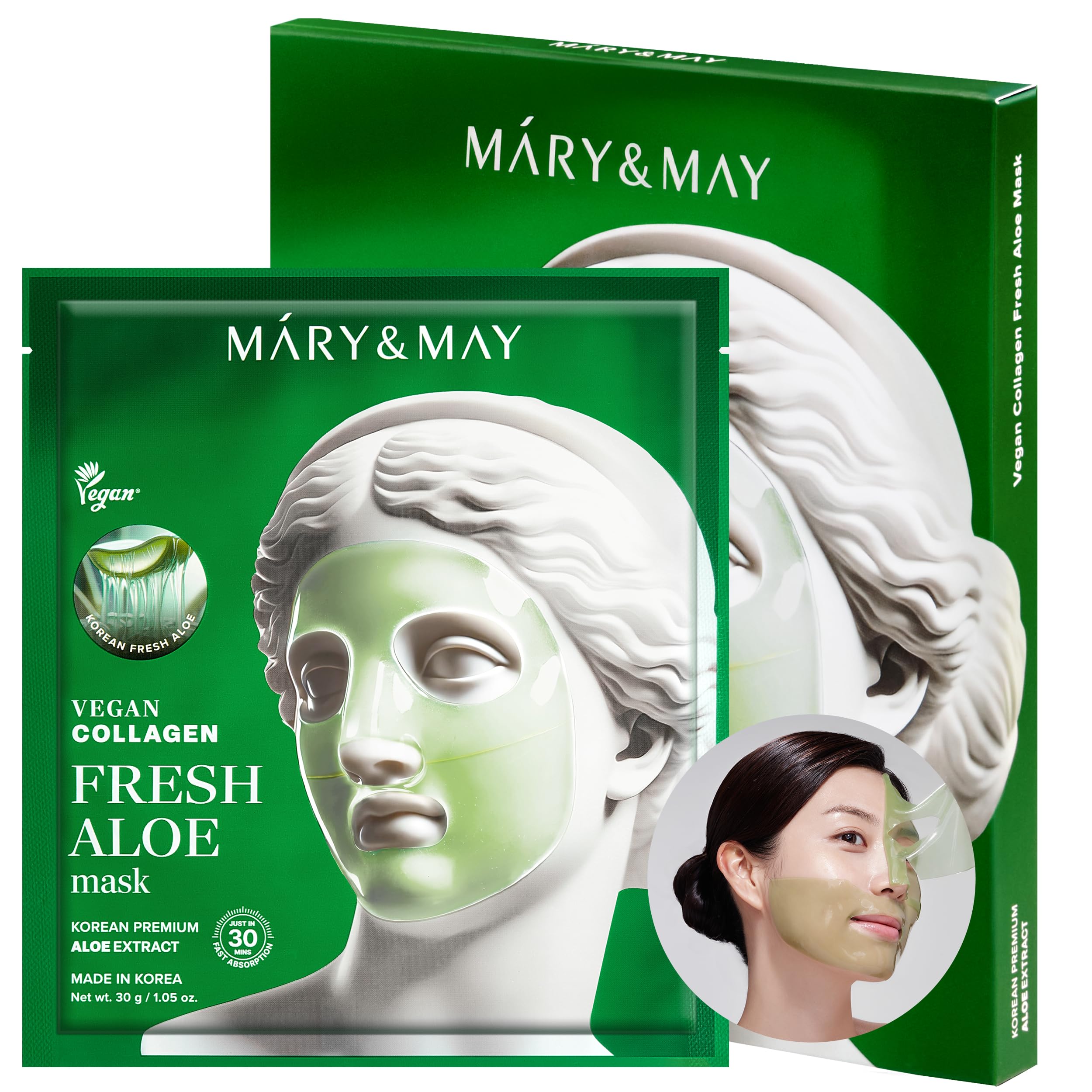 Mary&amp;May Fresh Aloe Cooling Hydrogel Mask, 4 Sheets - Mary&amp;May