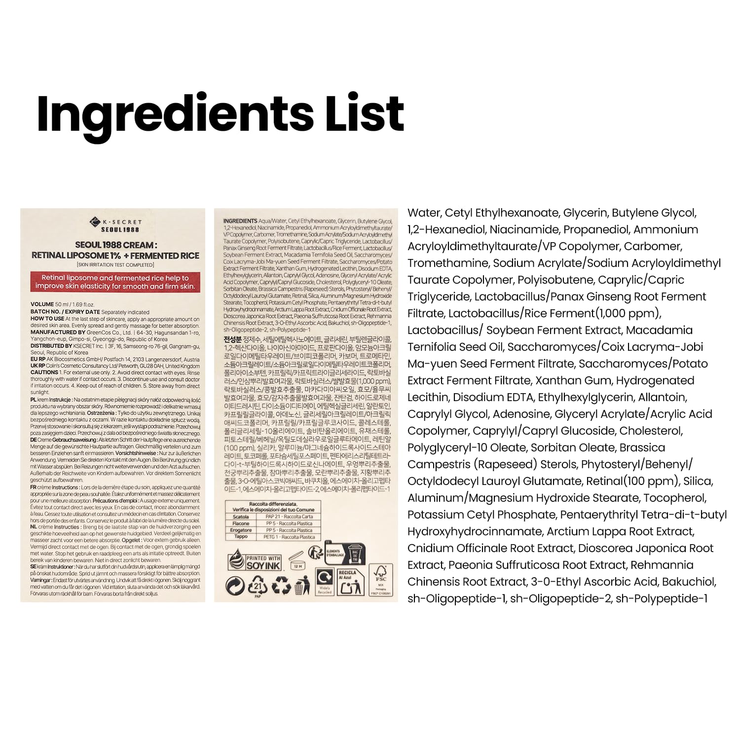 K-SECRET SEOUL 1988 Retinal Cream | Gentle Retinal Liposome 1% Formula for Sensitive Skin | Daily Fine Lines & Skin Texture Care | Niacinamide, Bakuchiol | Korean Skincare, 50ml / 1.69 fl oz - K-SECRET Official Product View 9