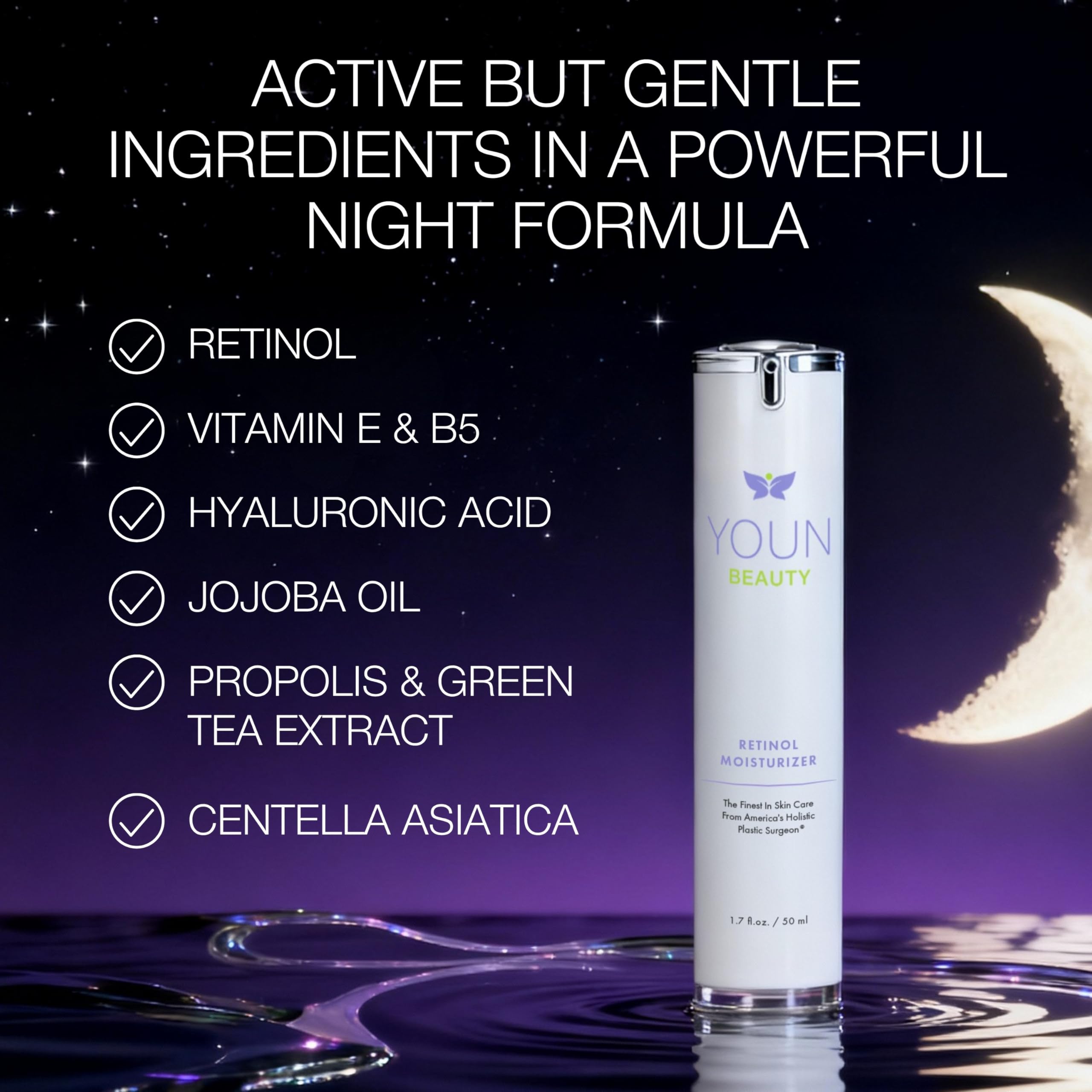 YOUN Beauty Retinol Night Cream Moisturizer for Face by - YOUN Beauty Official Imagery - 5