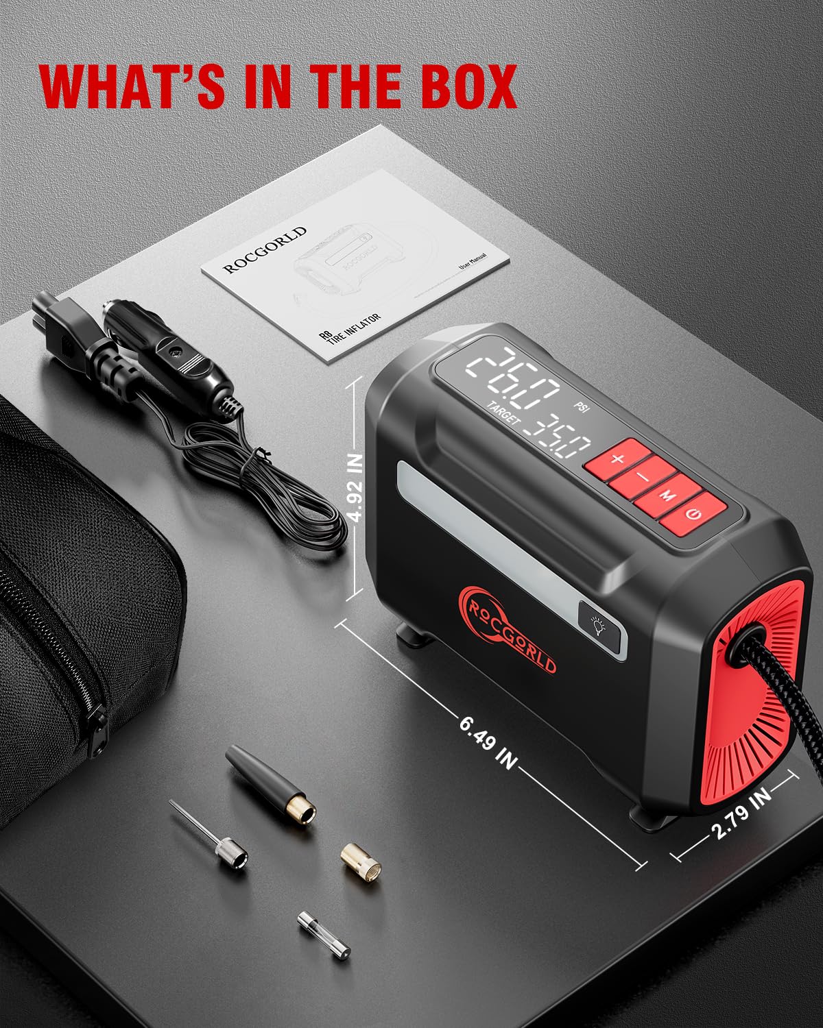 ROCGORLD R8 Tire Inflator Portable Air Compressor, DC 12V Air Compress - View 6