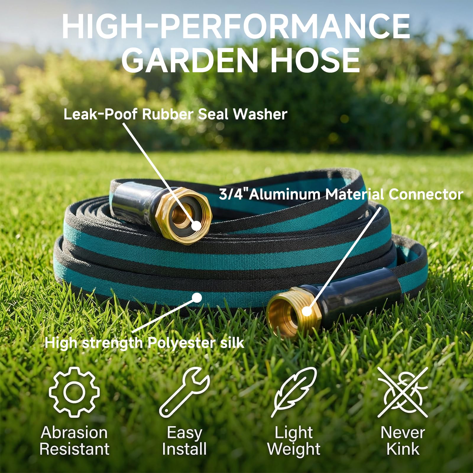 JOH 100FT Lightweight Garden Hose – Kink-Resistant, Flexible, Hig - JOH Official Product View 3