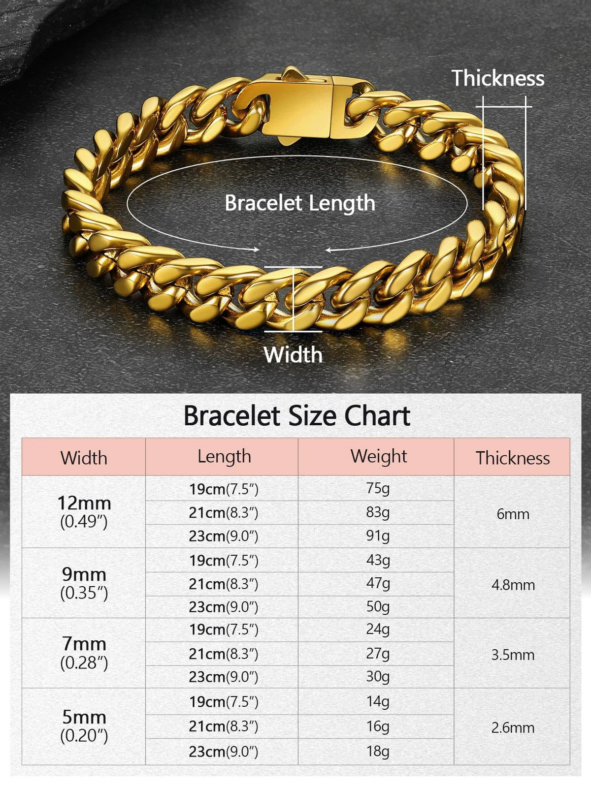 FaithHeart Stainless Steel Cuban Link Bracelet for Men 5 7 9 - FaithHeart Official Imagery - 7