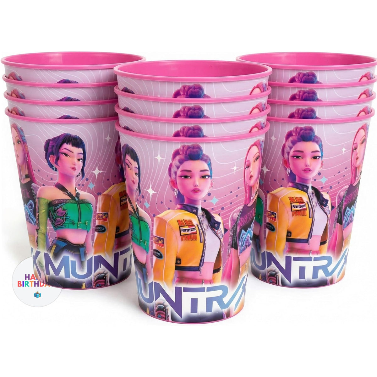 Unique KPop Demon Hunters Cups 12 Plastic Reusable Party - Unique Official Imagery - 1