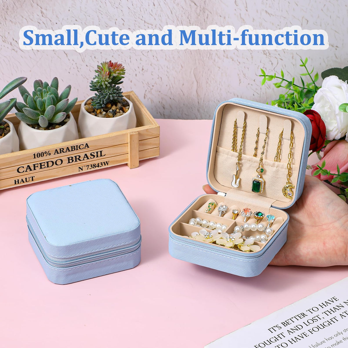 12 Pcs Mini Jewelry Box Travel Mini Blue Jewelry Box - moheaaei Official Imagery - 4