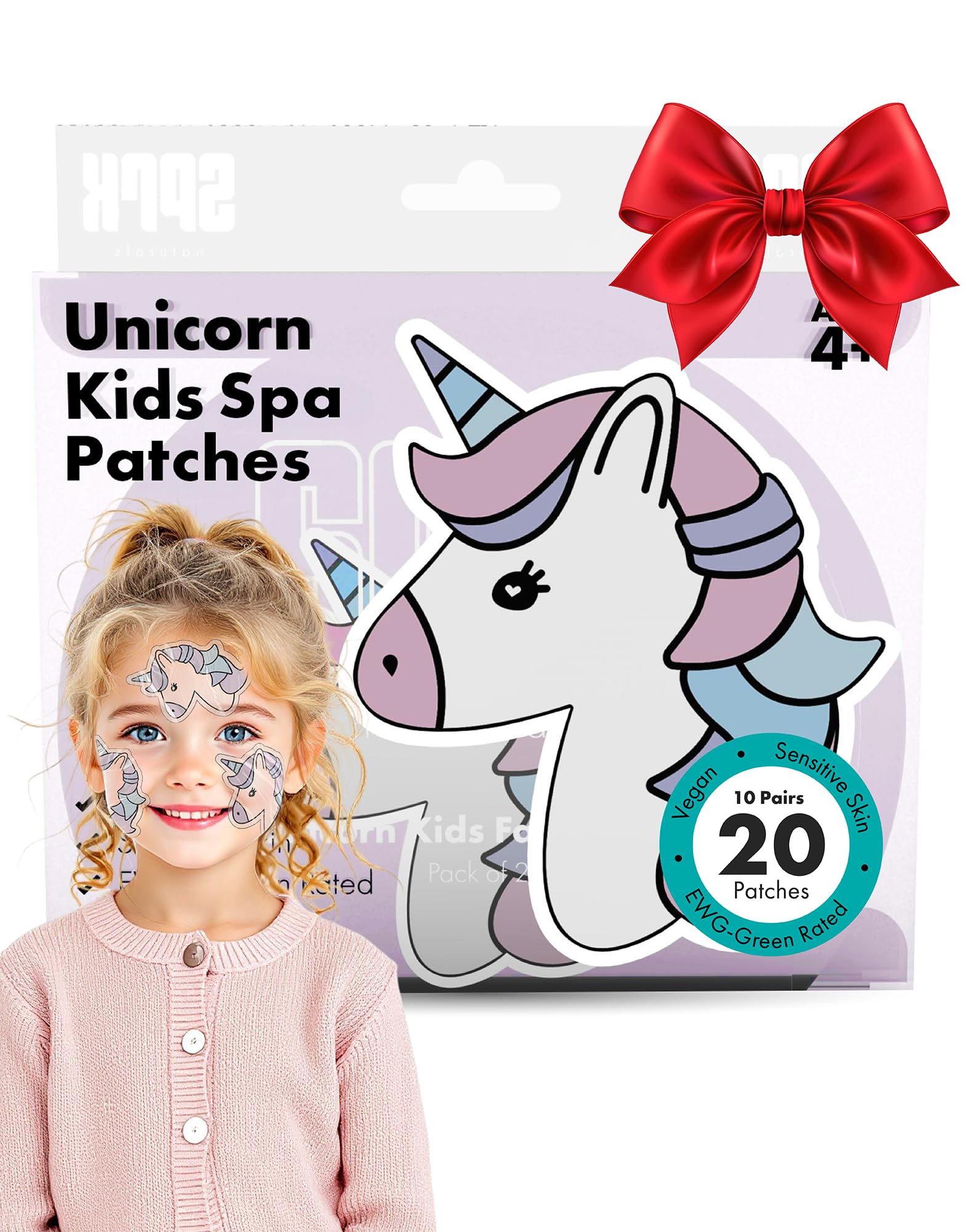 Kids Face Mask Spa Set, 20 Unicorn Patches for Sleepover &amp; - Sprk Naturals
