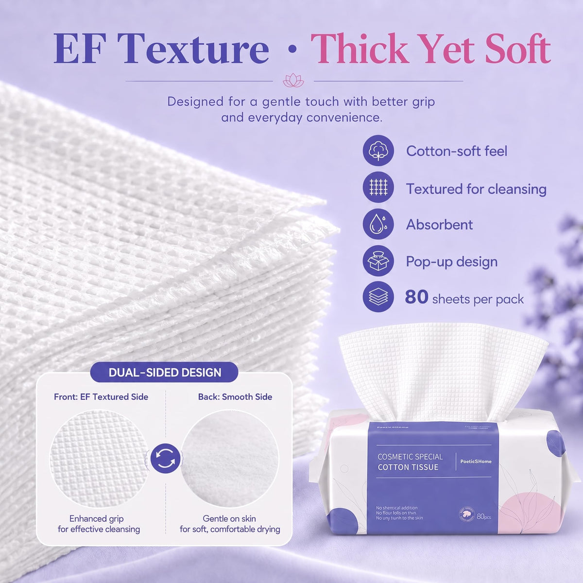 PoeticEHome Disposable Face Towels Thick Yet Soft Cotton Dry - PoeticEHome Official Imagery - 4
