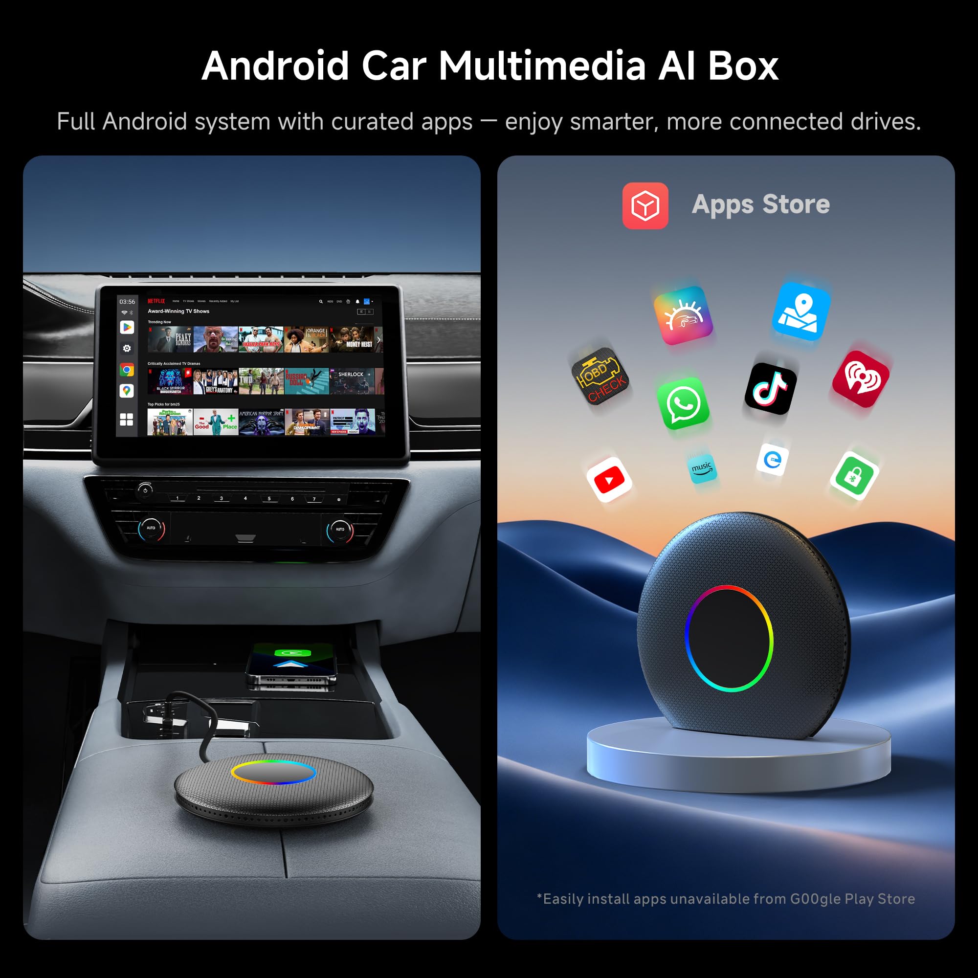 ATOTOSELECT Wireless CarPlay&Android Auto Adapter Magic AI Box wi by ATOTOSELECT - Angle View 5