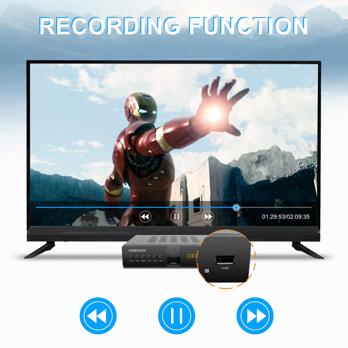 ATSC Digital Converter Box with TV Tuner TV Recording USB - Mediasonic Official Imagery - 7