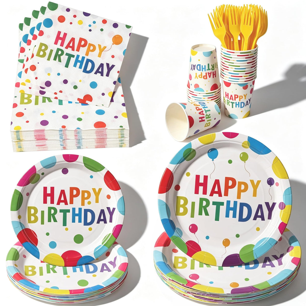 144 Pcs Birthday Party Tableware Set for 24 Guests Heavy - COSINIA Official Imagery - 1