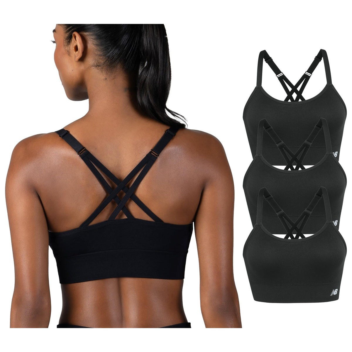 New Balance Women s Seamless Strappy Sports Bra 3 Pack - New Balance Official Imagery - 2