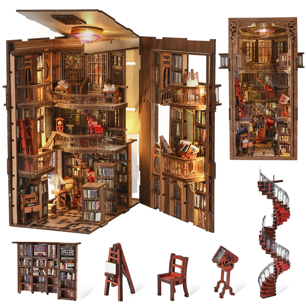CCCDF Abbey Library Book Nook Kit DIY Miniature House Kit - CCCDF Official Imagery - 1
