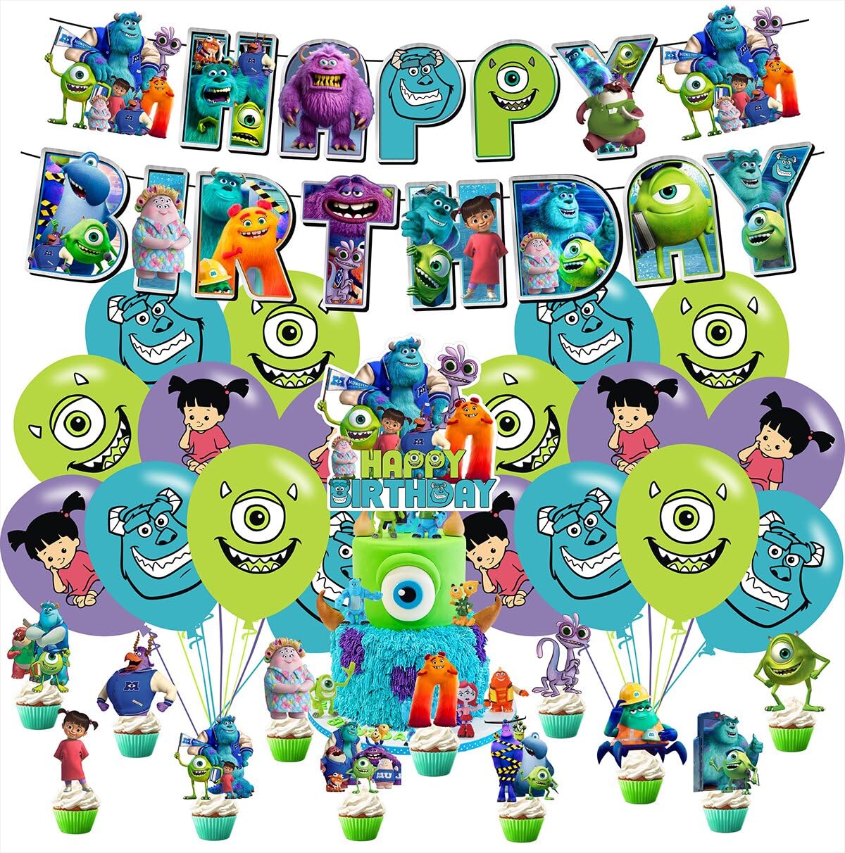 Cartoon For Monster Party Supplies Birthday Decorations Set - Kuailaihai Official Imagery - 1