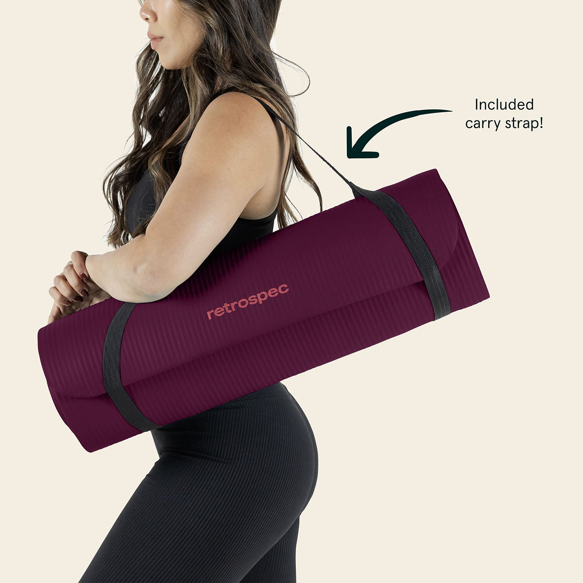 Retrospec Solana Yoga Mat 1 Thick w Nylon Strap for Men - Premium Selection Official Imagery - 8