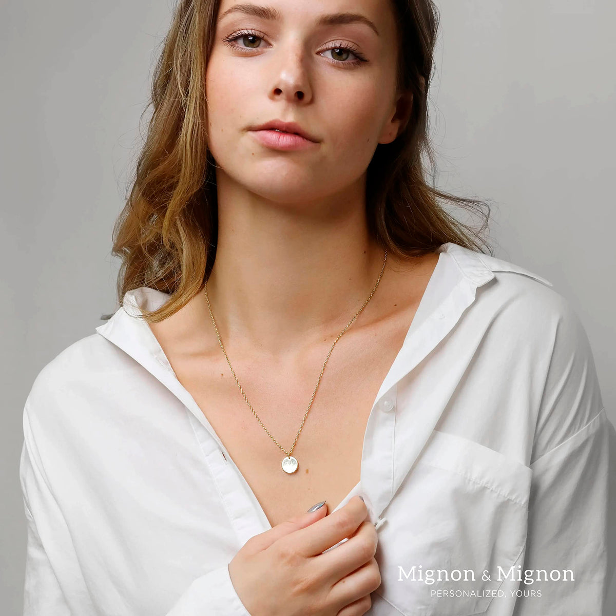 Monogram Necklaces for Women Personalized Disc Necklace for - MignonandMignon Official Imagery - 7