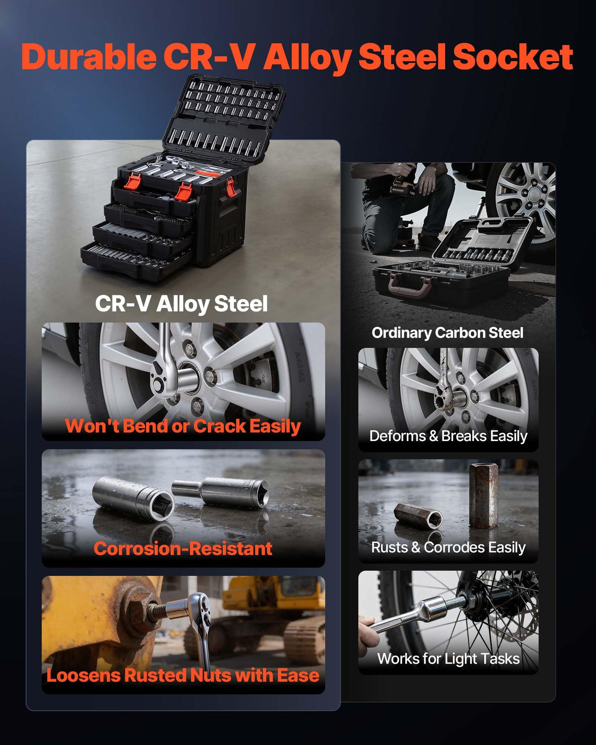 VEVOR Mechanics Tool Set 256 Piece Mechanic Tool Kit 1 4 in - VEVOR Official Imagery - 4
