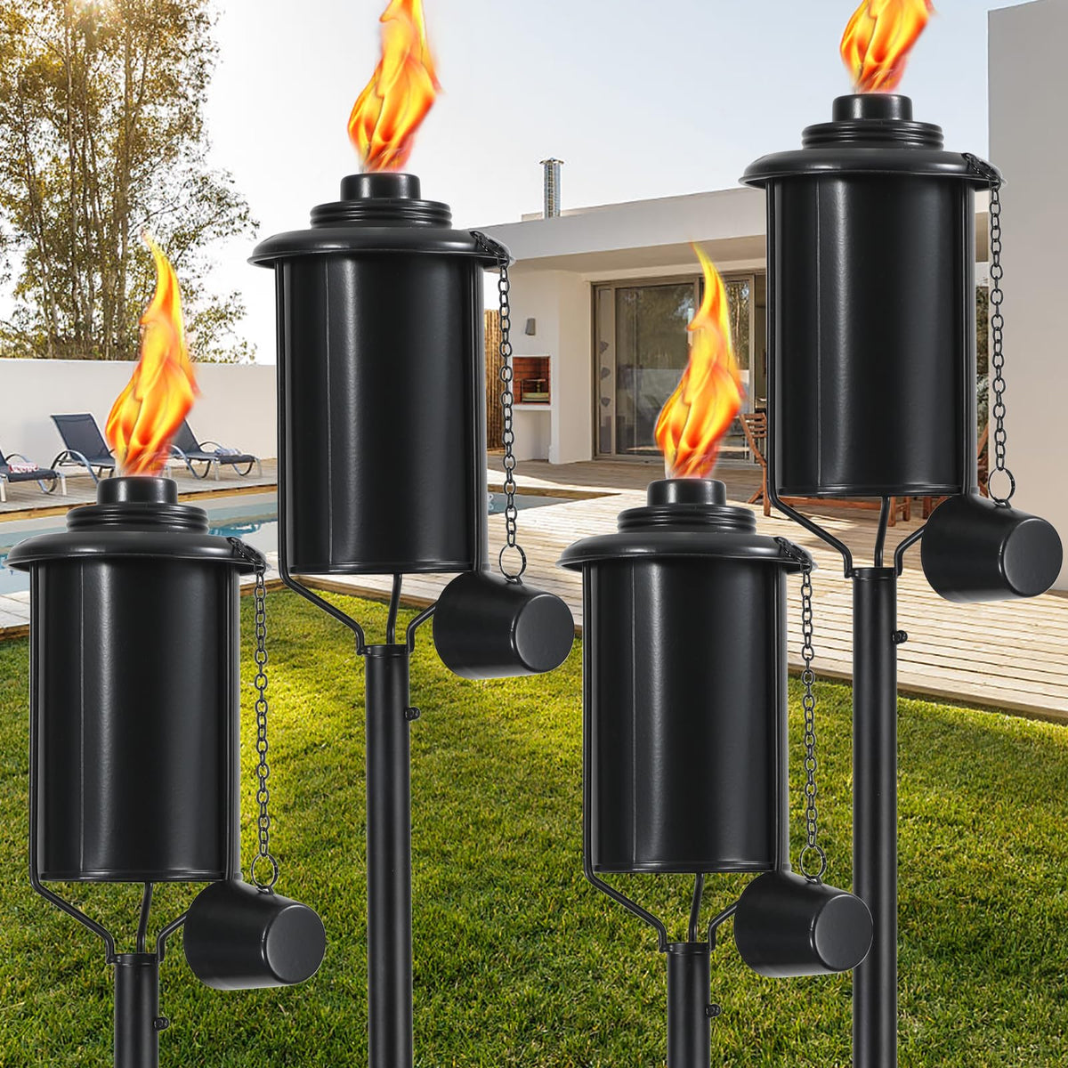 Home Garden Torches for Outside Set of 4 16 OZ Outdoor Metal - ZSMAIKU Official Imagery - 1