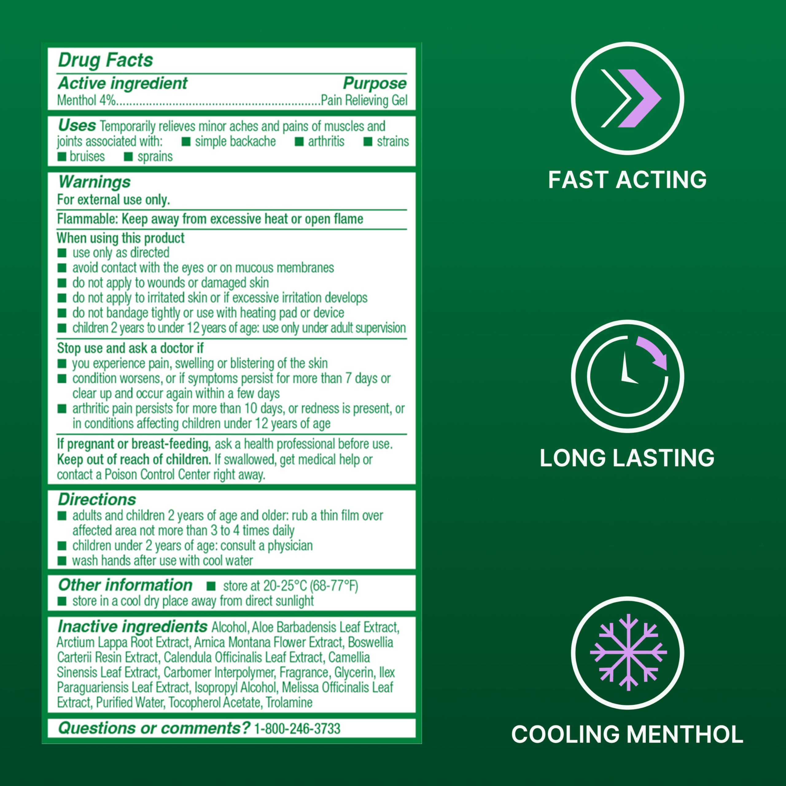 Biofreeze Overnight Pain Relief Gel, Lavender-Scented Menthol Gel, 3 FL OZ
