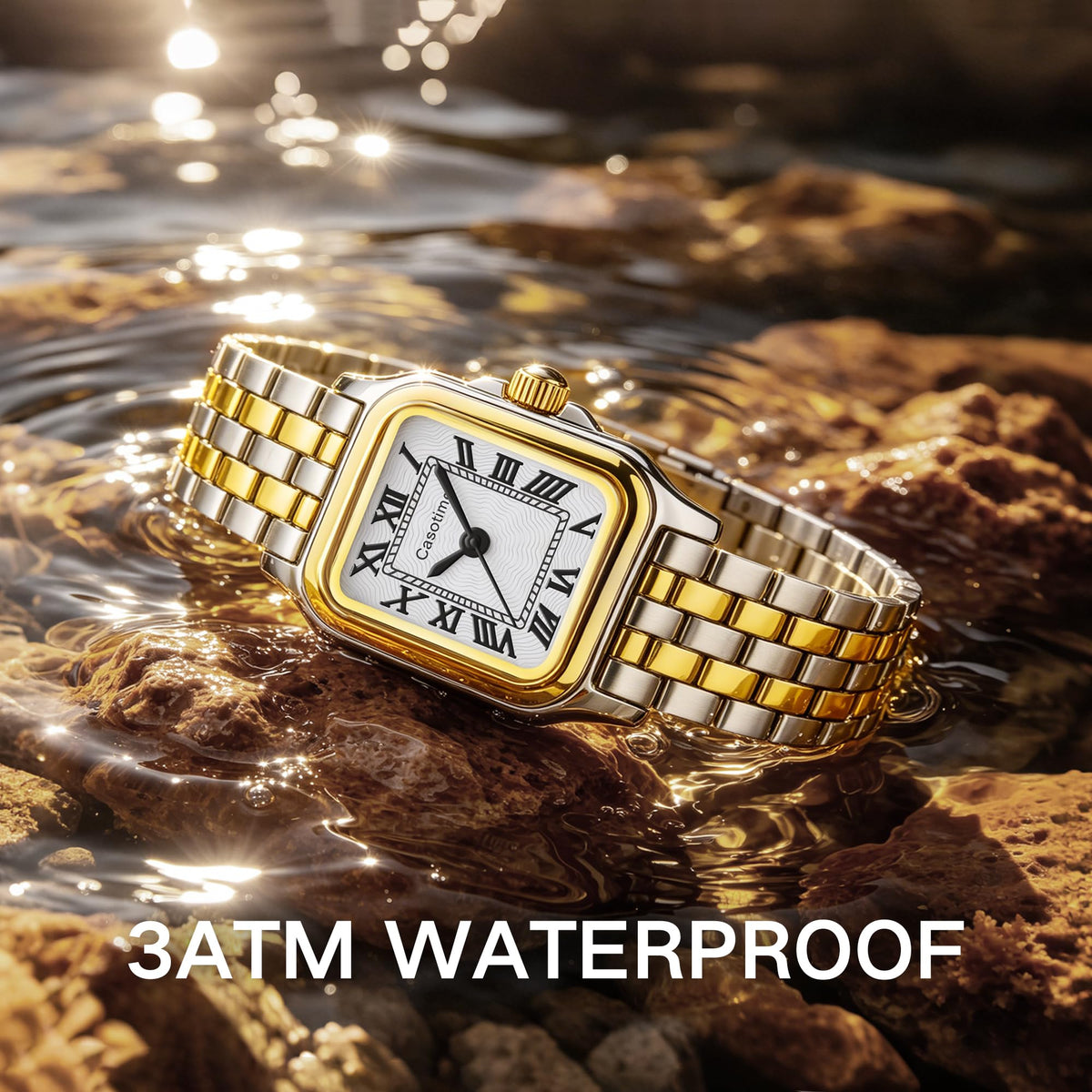 Gold Watches for Women Vintage Rectangular Dainty Jewelry - Casotime Official Imagery - 8