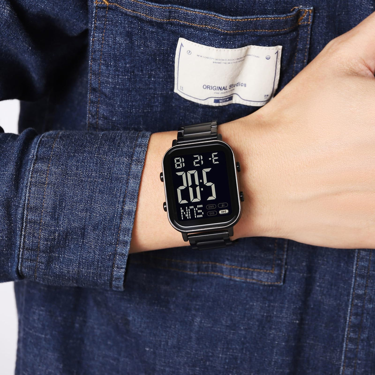 FANMIS Men s Digital Watch Stainless Steel Big Numbers - FANMIS Official Imagery - 6