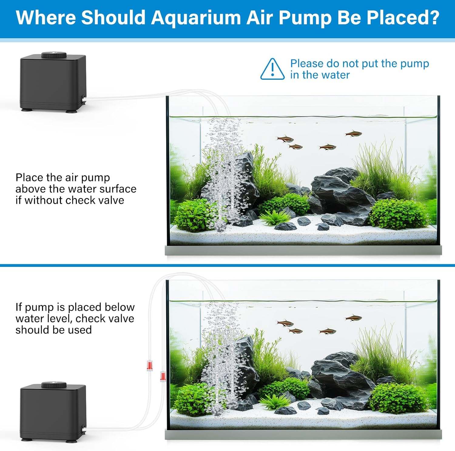 hygger aquarium air pump, 7W quiet adjustable fish tank oxygen pump with compact design and powerful airflow for fish tanks