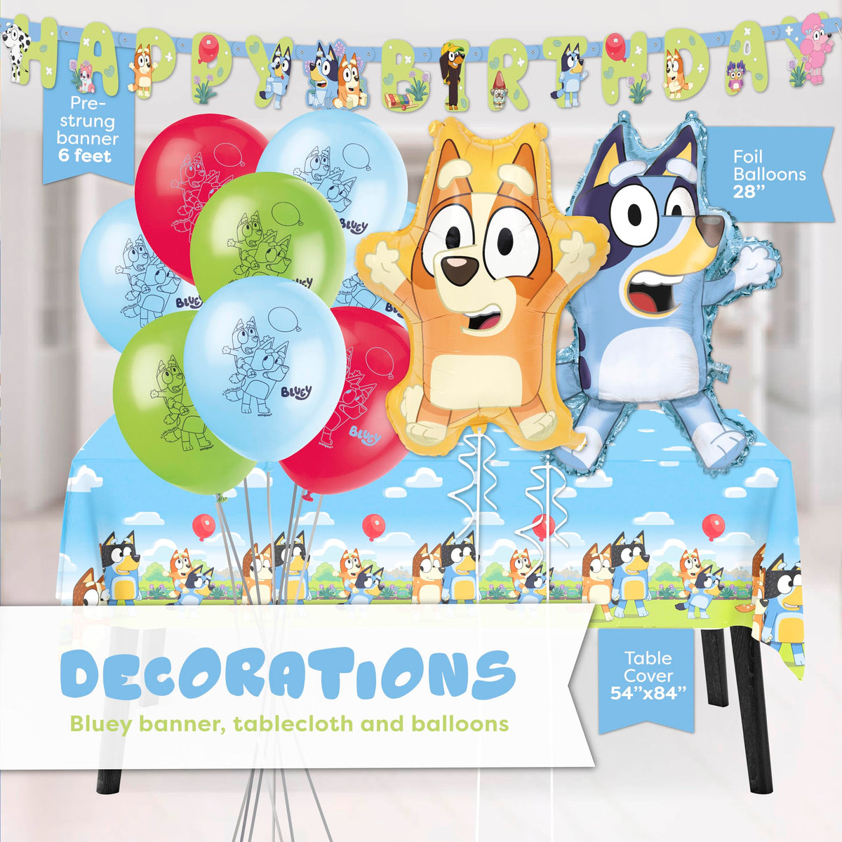 Bluey Birthday Decorations and Party Supplies with Balloons - Unique Official Imagery - 4