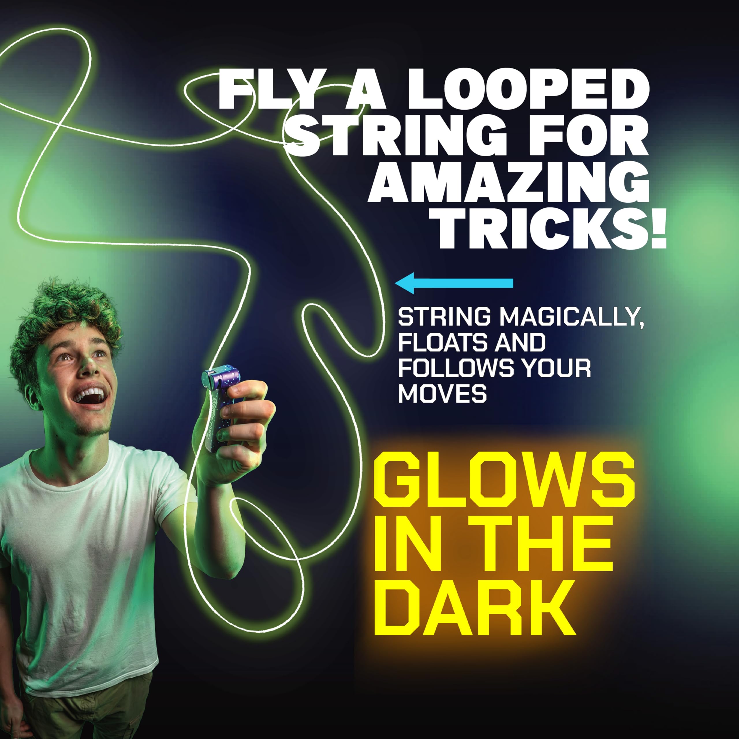 ZipString Luma Glow-in-The-Dark String Toy by ZipString - Angle View 2