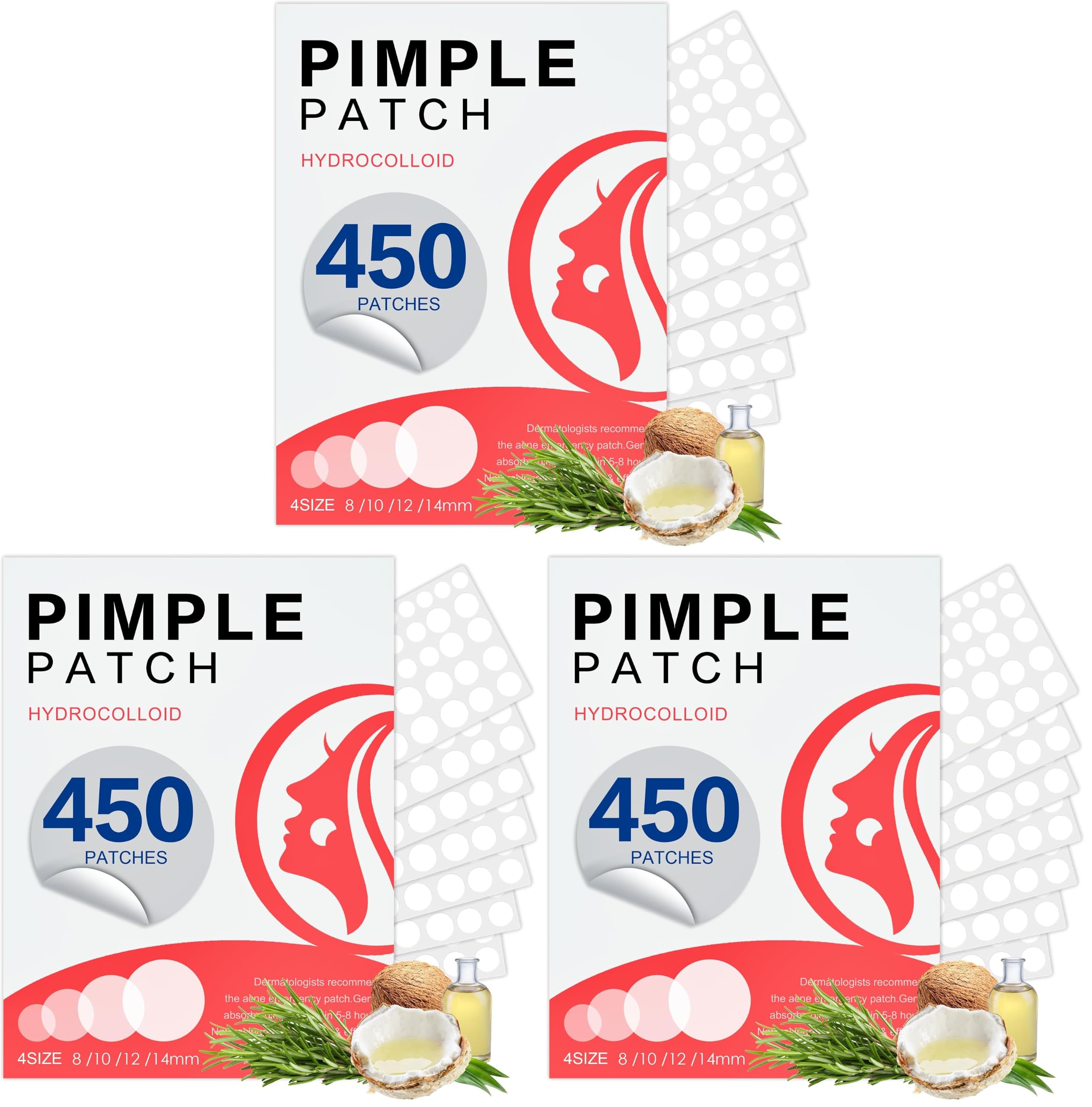 450 Pimple Patches for Face, Hydrocolloid Acne Patches for Zit - Product Imagery