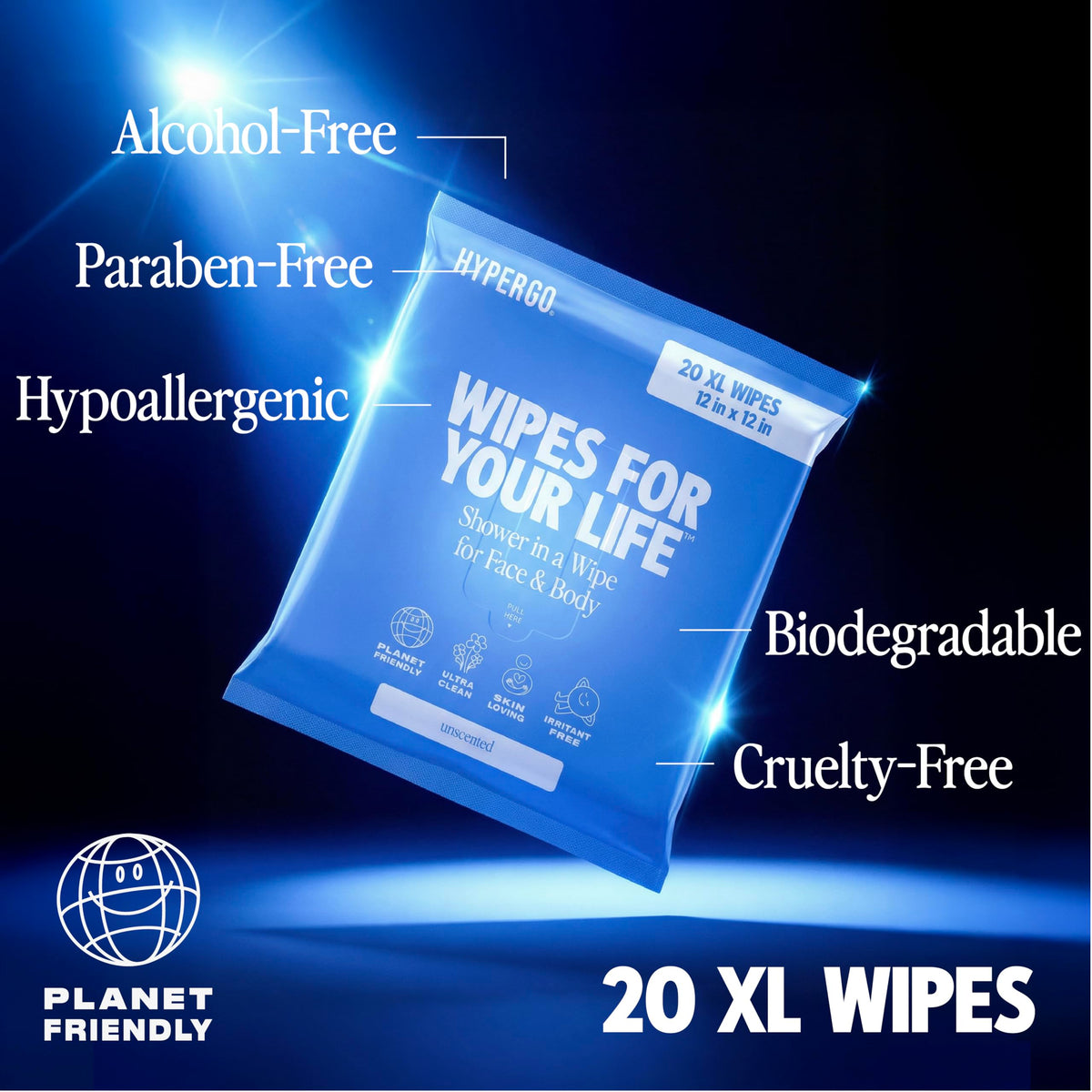 HyperGo XL Body Wipes for Women Men 12 x12 Rinse Free Full - HyperGo Official Imagery - 6