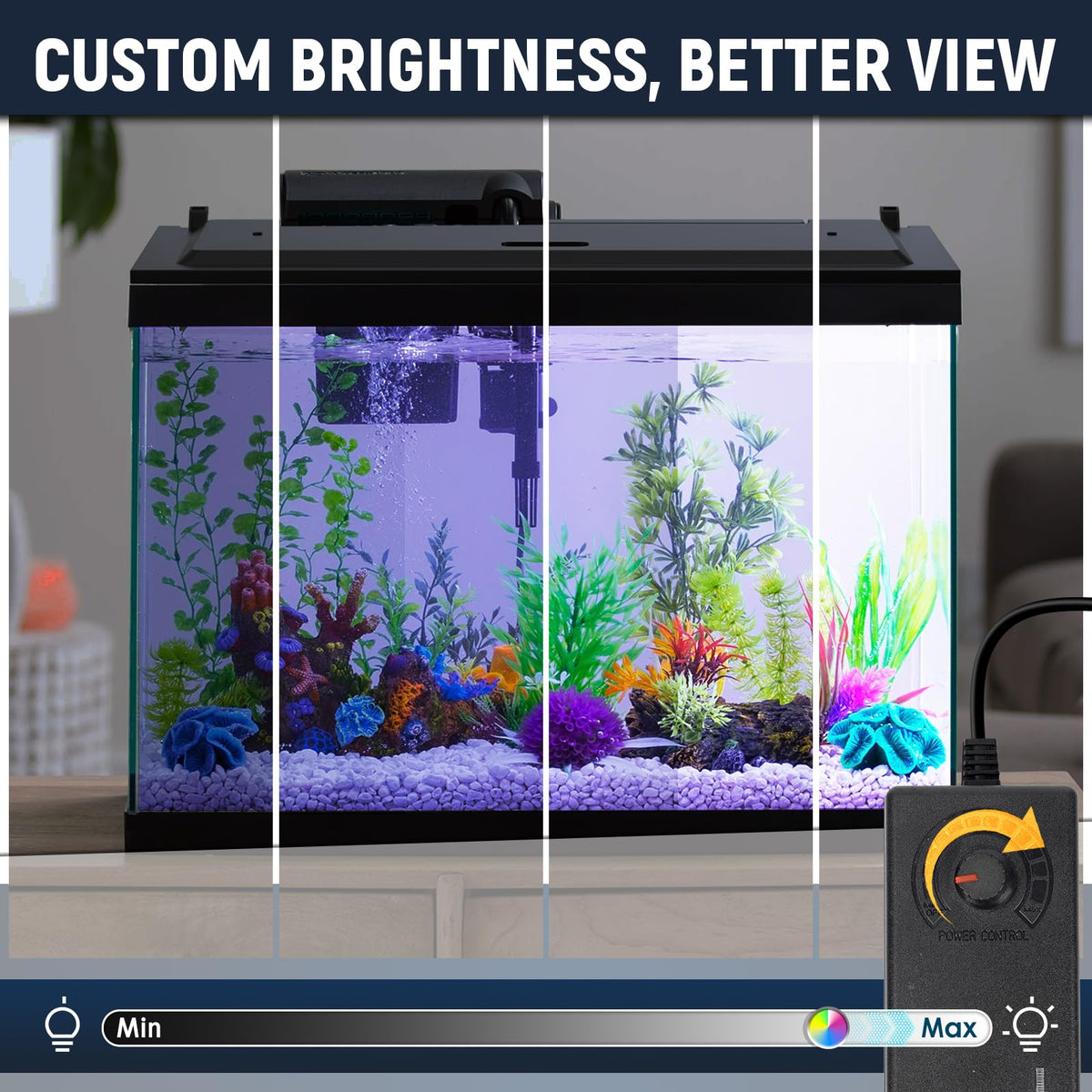 LED Aquarium Hood Colored Lights Fits 24 Framed Aquariums - Blosail Official Imagery - 4